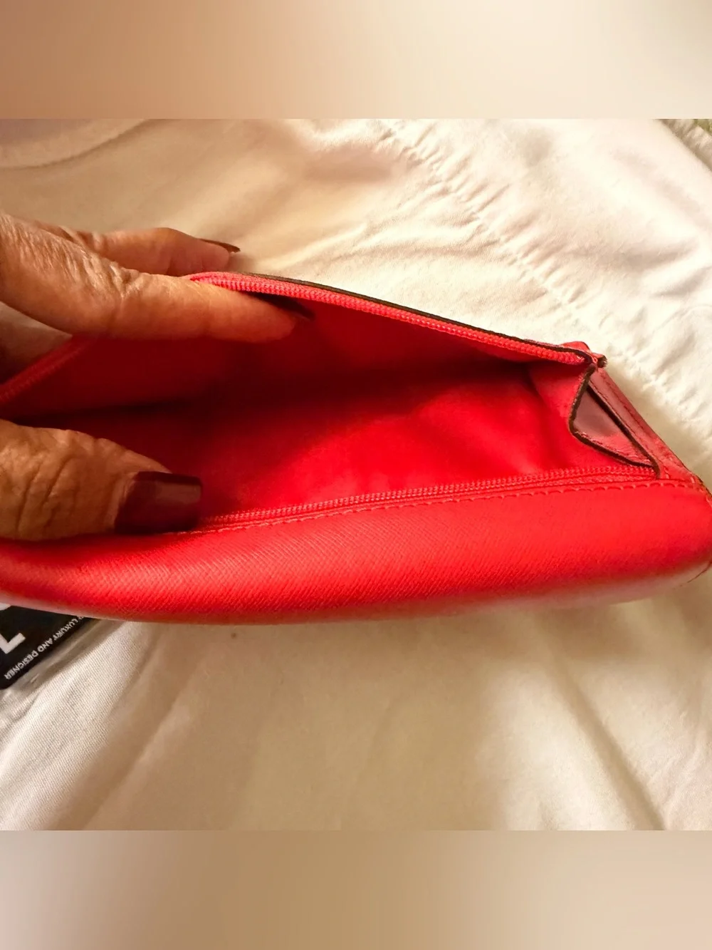 Coach Red Leather Flap Continental Wallet with Gold Logo